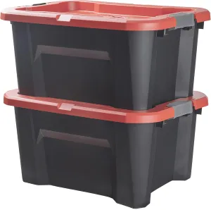 CX CRAFTSMAN, 20-Gallon Highly Durable Storage Bin & Dual Latching Lid, (14.3”H x 19.7”W x 28.2”D), Versatile Stacking Tote and Weather-Resistant Design, American Made [2 Pack]
