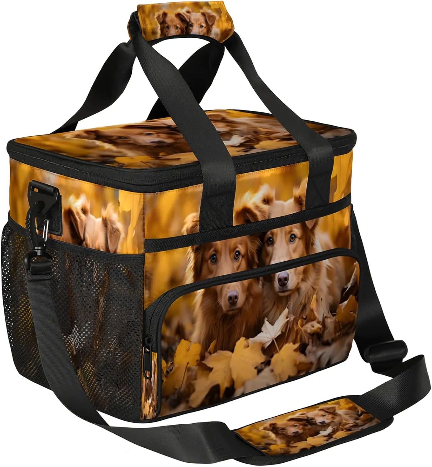 Deciduous Dogs Extra Large Reusable Lunch Tote Bag with Reinforced Handle Removable Adjustable Shoulder Straps, Leakproof Insulated Lunch Box, 17L Lunch Cooler Bag for Adults Women Men