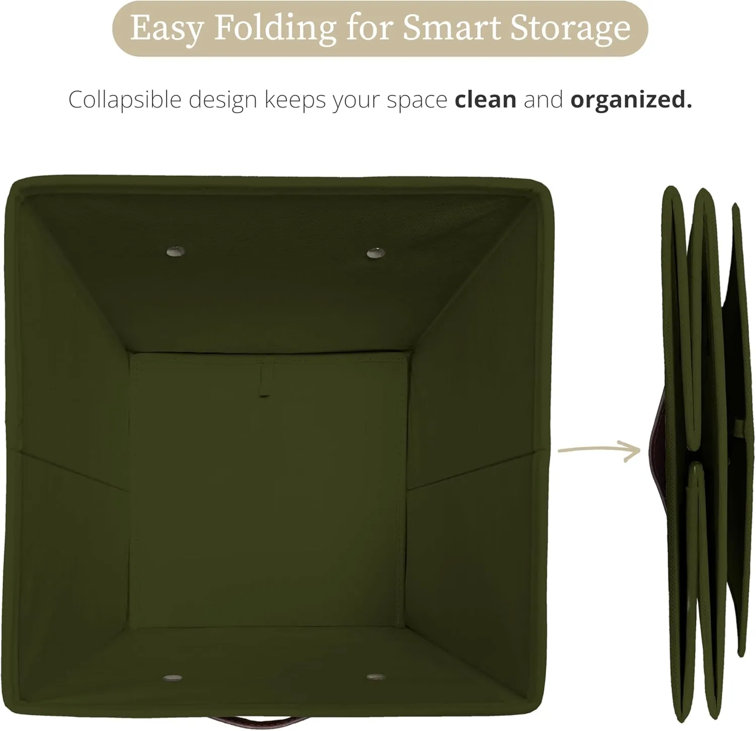 DECOMOMO Storage Bins, Cube Storage Bin with Labels, Fabric Storage Cubes for Shelves (10.5" x 11" / 6pcs, Olive Green)