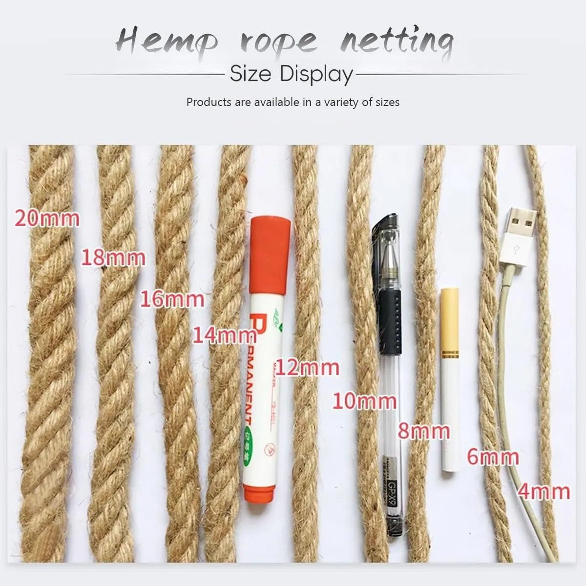 Decor Hemp Rope Nets for Wall,Jute Hemp Rope Mesh for Café, Bookstore, Living Room, Bedroom, Garden,Plant Climbing Net(2Mx2M)