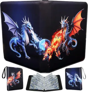 Deluxe Ice & Fire Dragon Trading Card Binder, 9-Pocket Zipper Album with 900 Card Loading Pockets, Perfect for Card Fans and Enthusiasts, Collectible Card Storage Albums, Cases & Sleeves