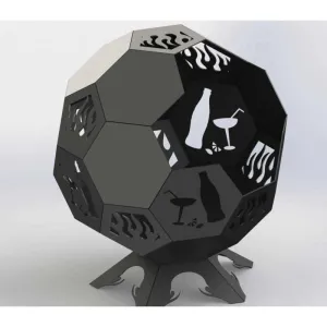 Designer Ball Fire Pit DXF for CNC | Glass and Juice Bottle Design