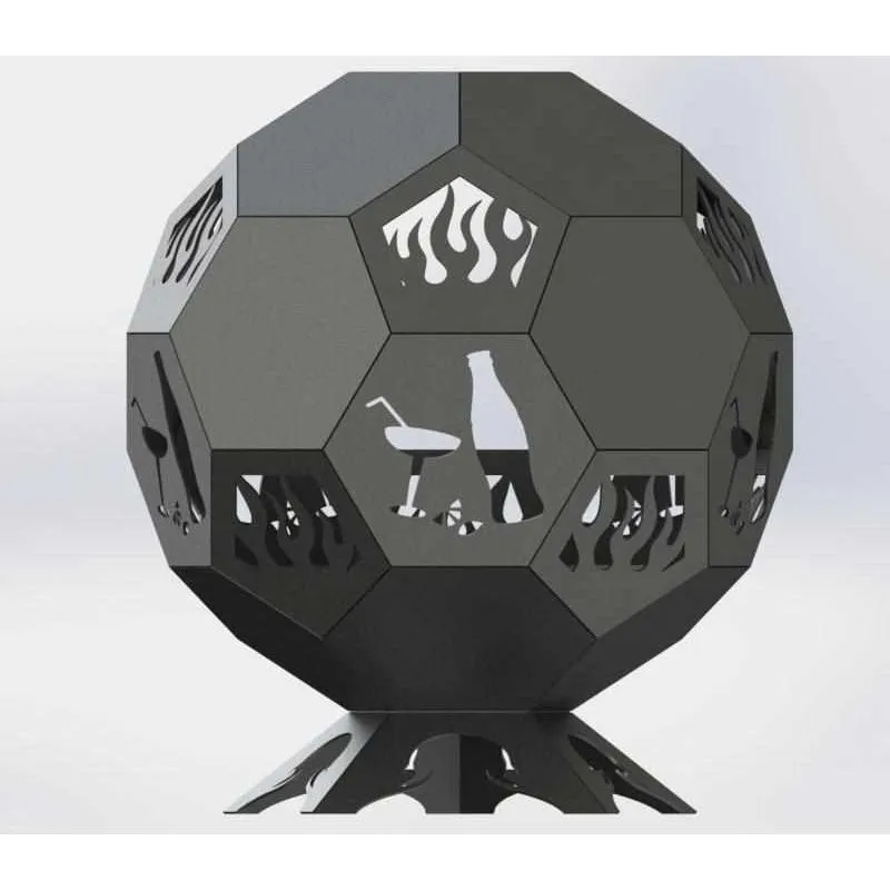 Designer Ball Fire Pit DXF for CNC | Glass and Juice Bottle Design