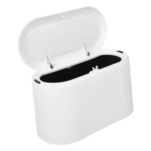 Desktop Trash Can with Press Type Lid Compact Wastebasket for Bedroom Office Kitchen Stylish Garbage Holder for Desk Countertop and Dresser Simple Design Space Saving