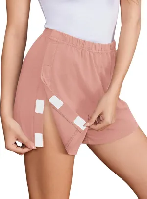 Deyeek Unisex Tear Away Shorts 3-inch Knee Hip Replacement Recovery Post Surgery Cotton Shorts Loose Fit Without Pocket