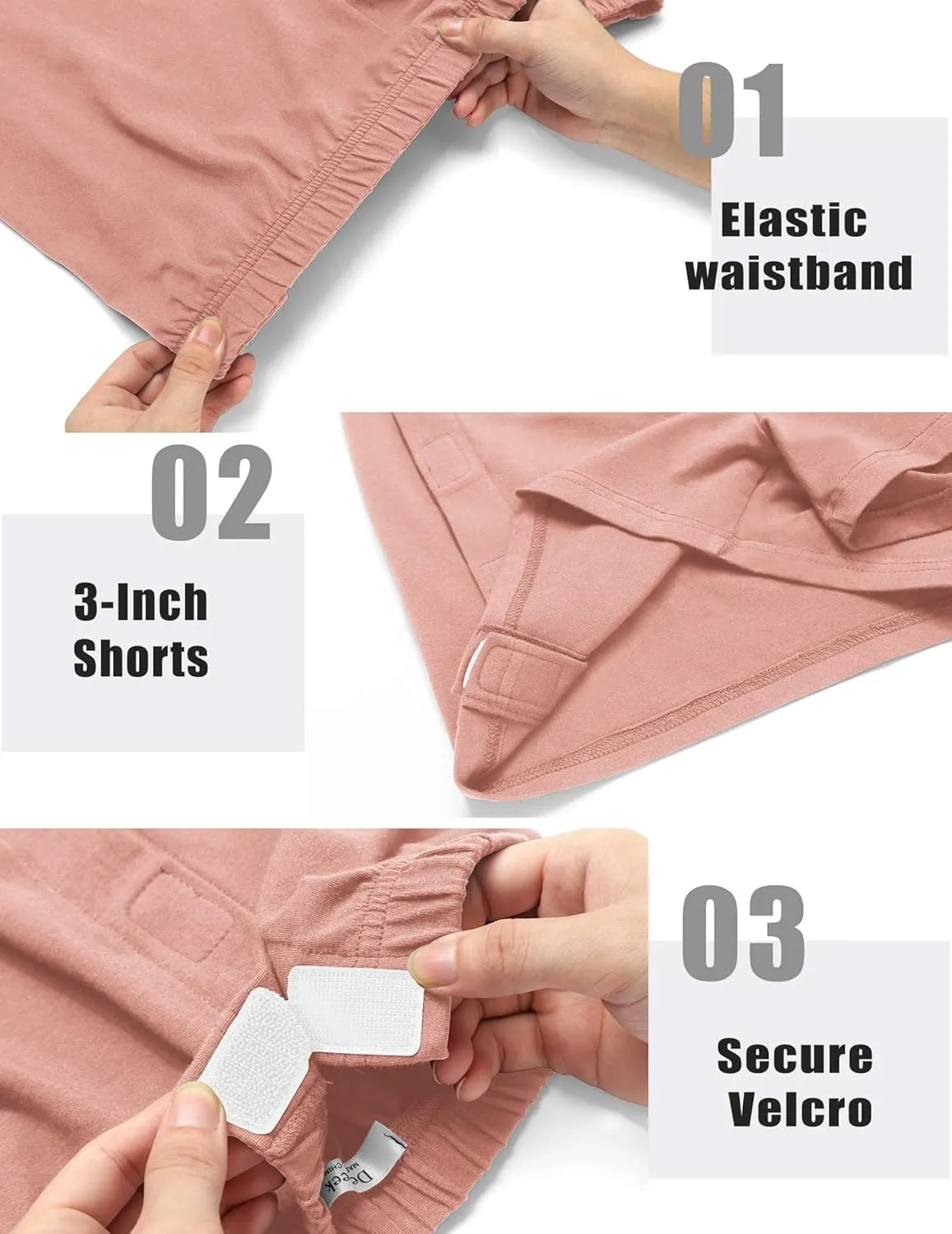 Deyeek Unisex Tear Away Shorts 3-inch Knee Hip Replacement Recovery Post Surgery Cotton Shorts Loose Fit Without Pocket