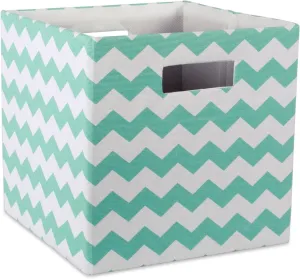 DII Collapsible Polyester Storage Cube, Chevron, Aqua, Large