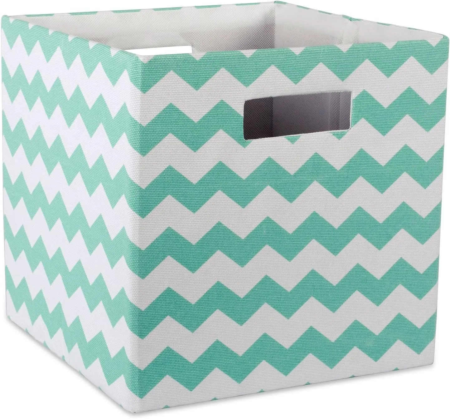 DII Collapsible Polyester Storage Cube, Chevron, Aqua, Large