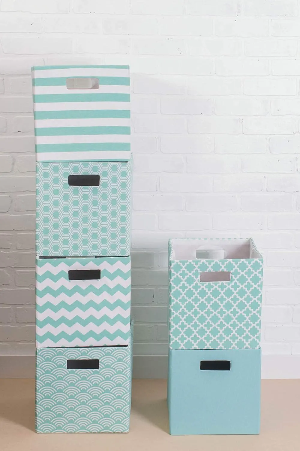 DII Collapsible Polyester Storage Cube, Chevron, Aqua, Large