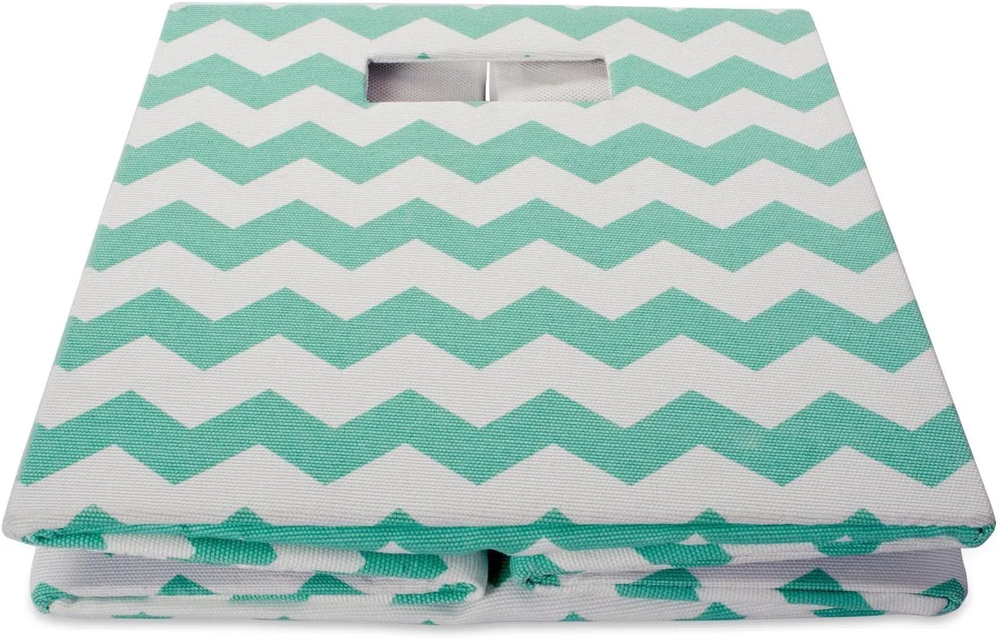 DII Collapsible Polyester Storage Cube, Chevron, Aqua, Large