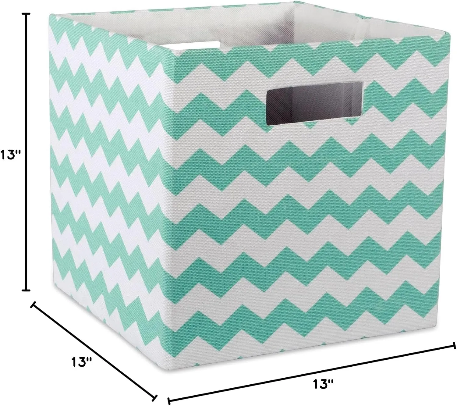 DII Collapsible Polyester Storage Cube, Chevron, Aqua, Large