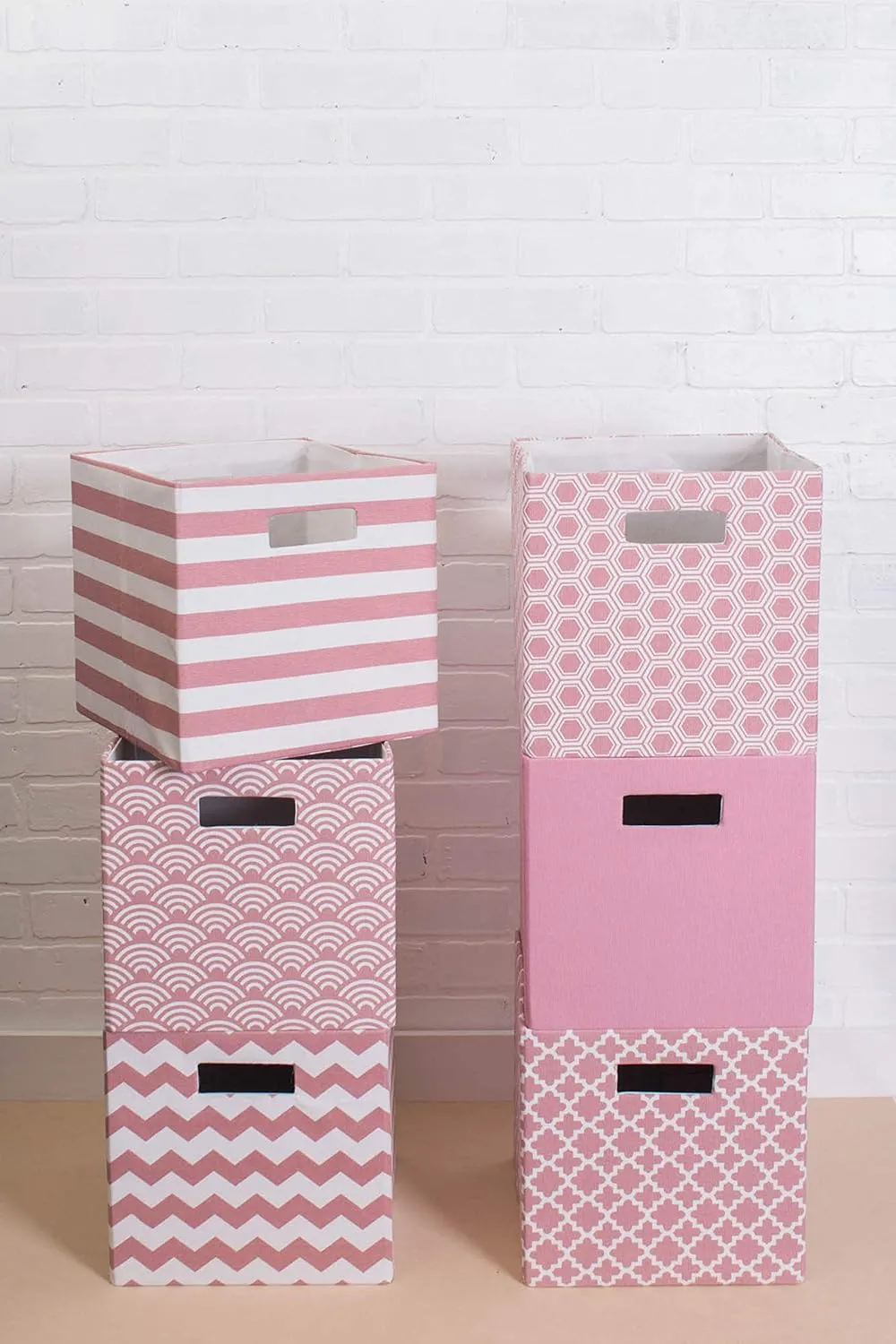 DII Collapsible Polyester Storage Cube, Chevron, Rose, Large (Pack of 2)