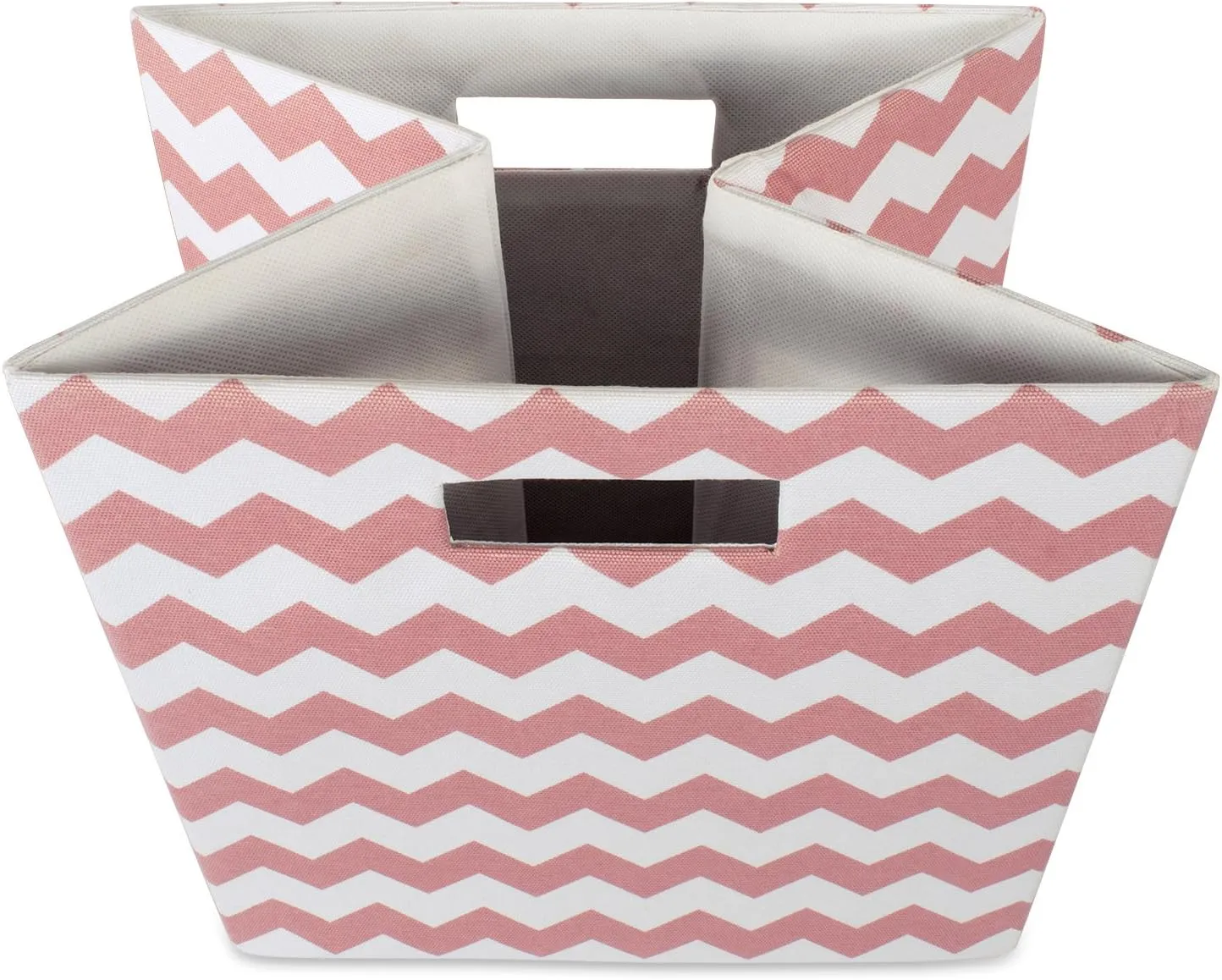 DII Collapsible Polyester Storage Cube, Chevron, Rose, Large (Pack of 2)