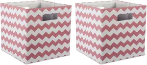 DII Collapsible Polyester Storage Cube, Chevron, Rose, Large (Pack of 2)
