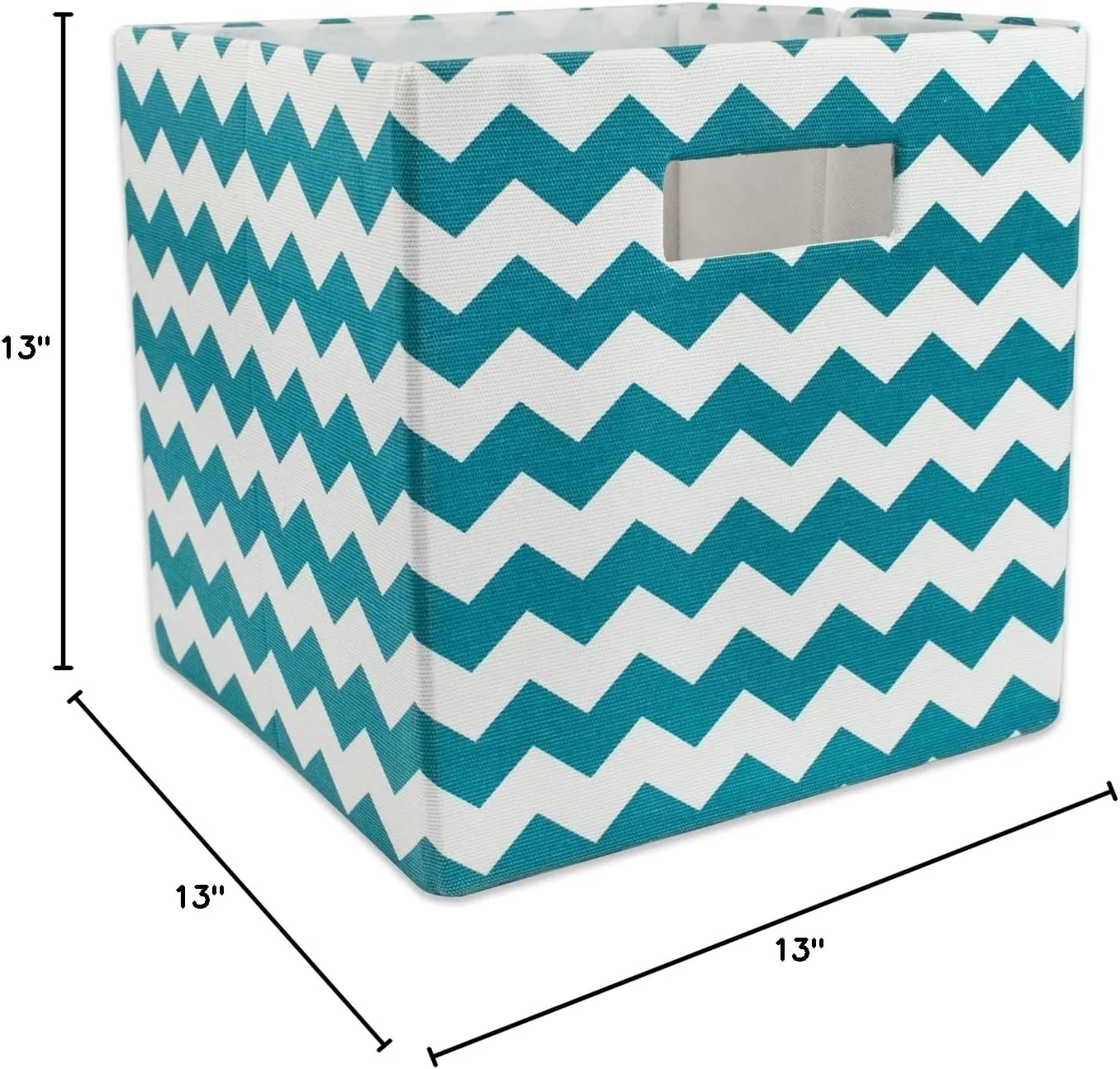 DII Collapsible Polyester Storage Cube, Chevron, Teal, Large