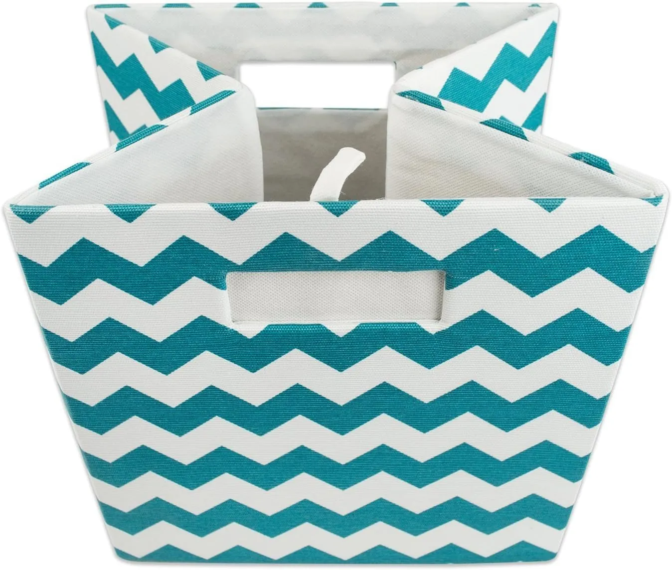 DII Collapsible Polyester Storage Cube, Chevron, Teal, Large