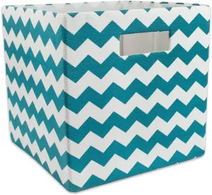 DII Collapsible Polyester Storage Cube, Chevron, Teal, Large