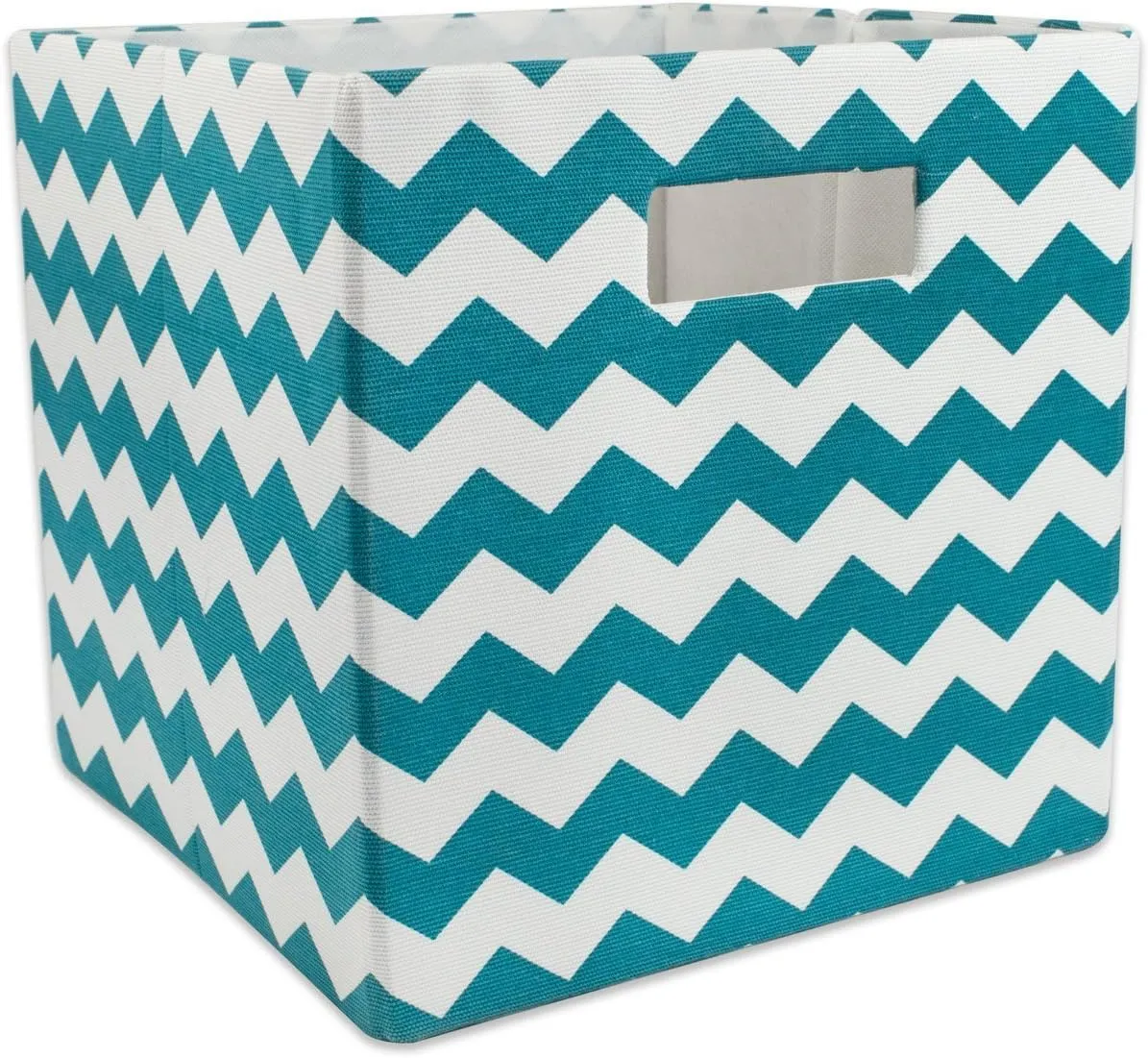 DII Collapsible Polyester Storage Cube, Chevron, Teal, Large