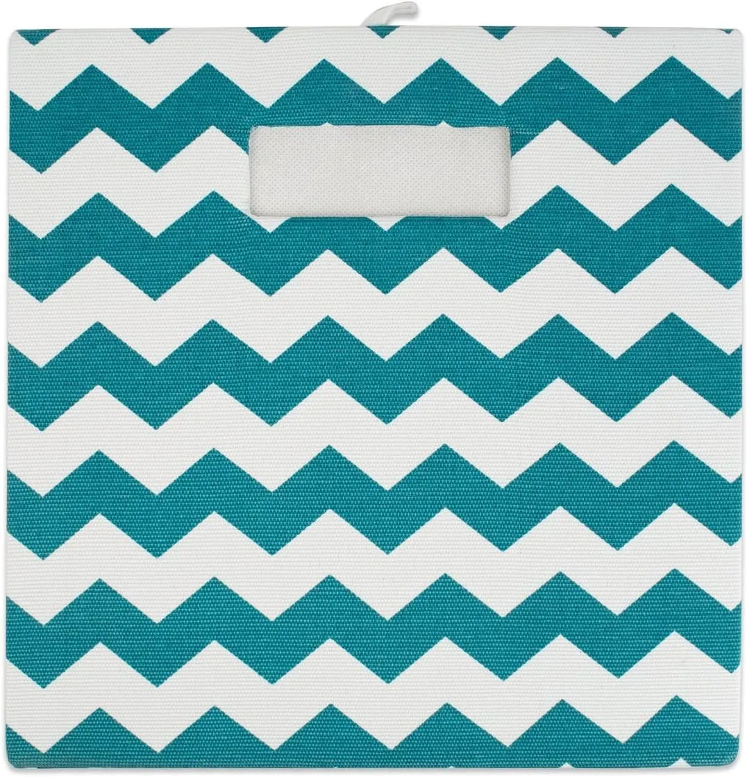 DII Collapsible Polyester Storage Cube, Chevron, Teal, Large