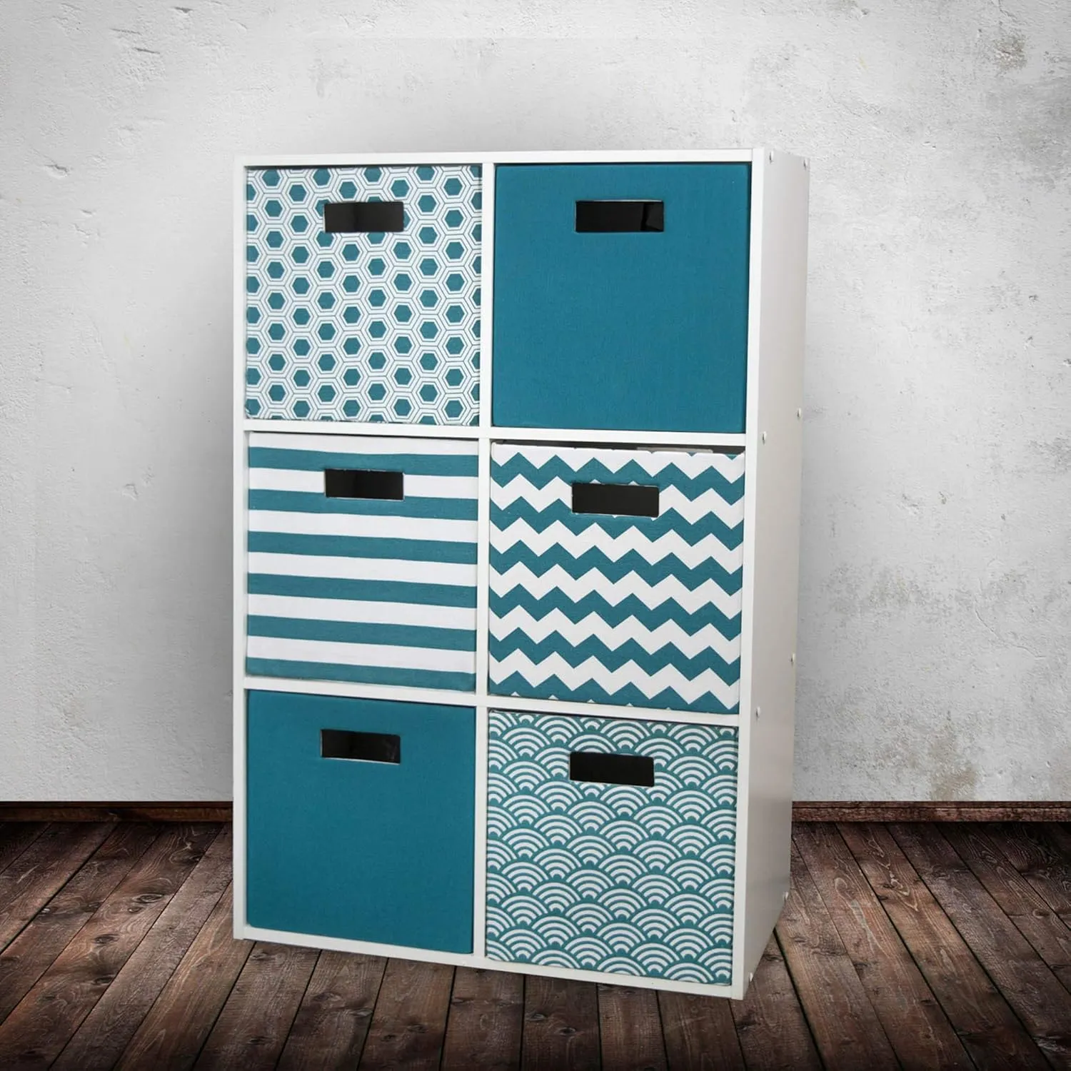 DII Collapsible Polyester Storage Cube, Chevron, Teal, Large