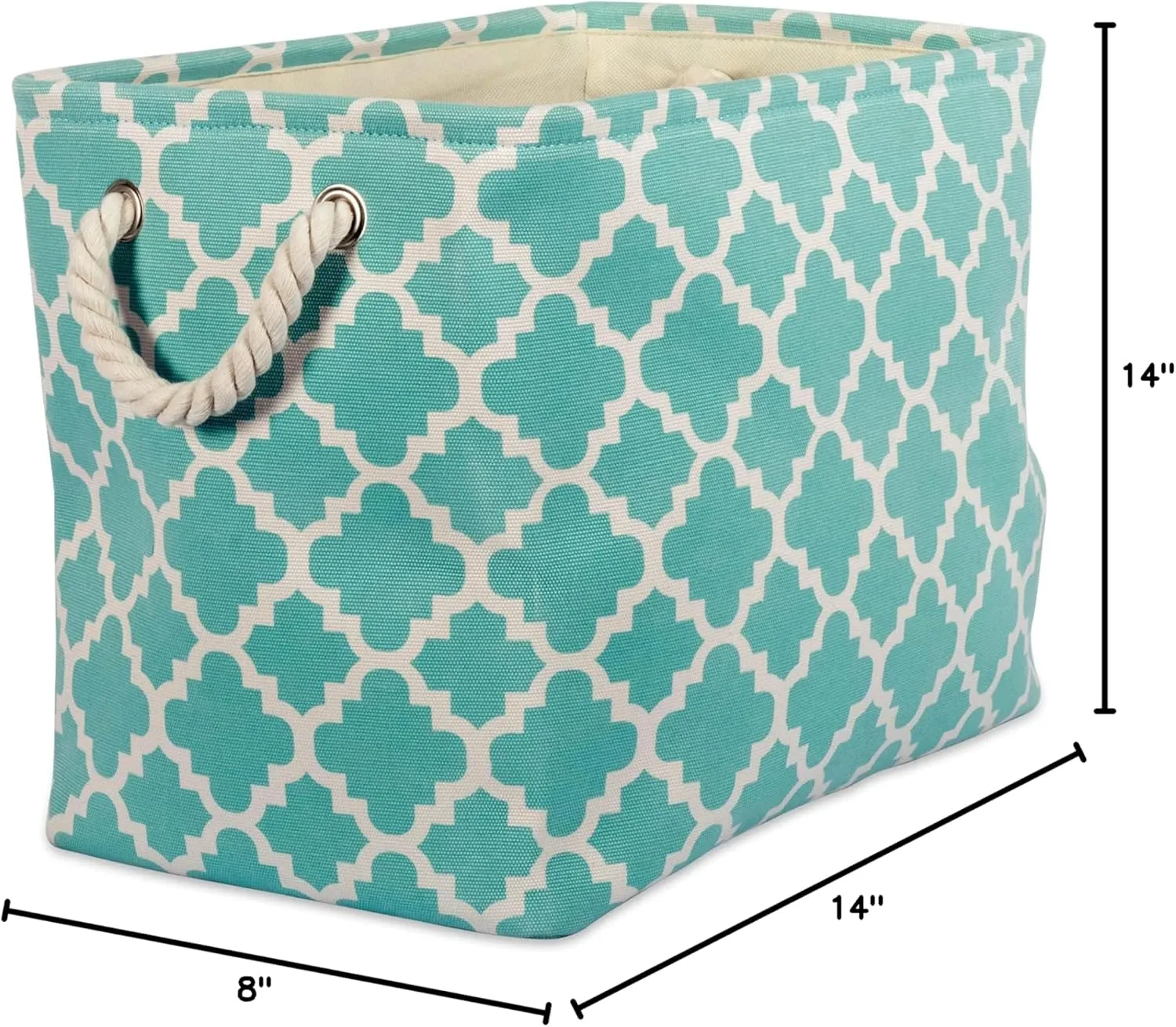 DII Polyester Container with Handles, Lattice Storage Bin, Small, Aqua