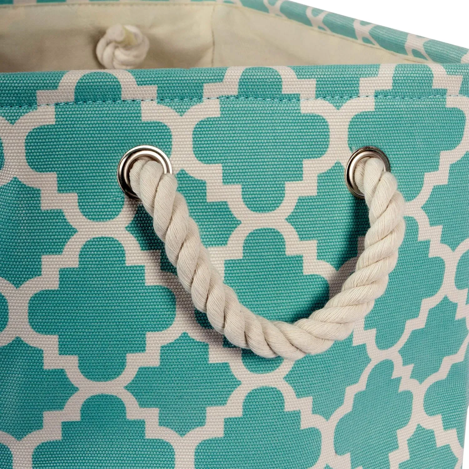 DII Polyester Container with Handles, Lattice Storage Bin, Small, Aqua