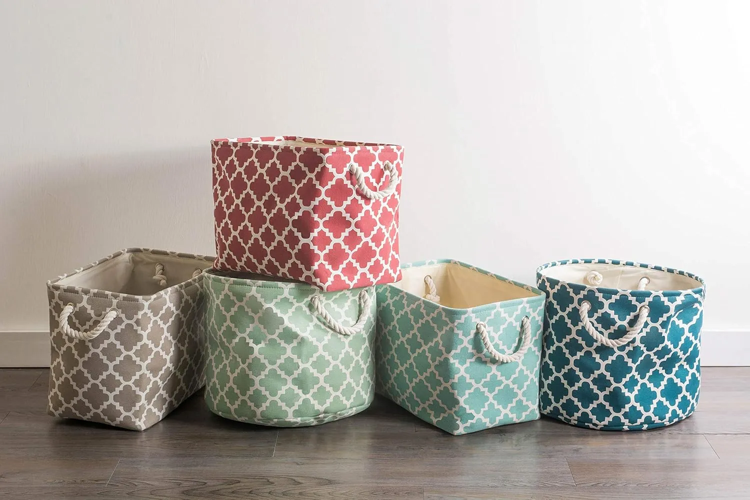 DII Polyester Container with Handles, Lattice Storage Bin, Small, Aqua