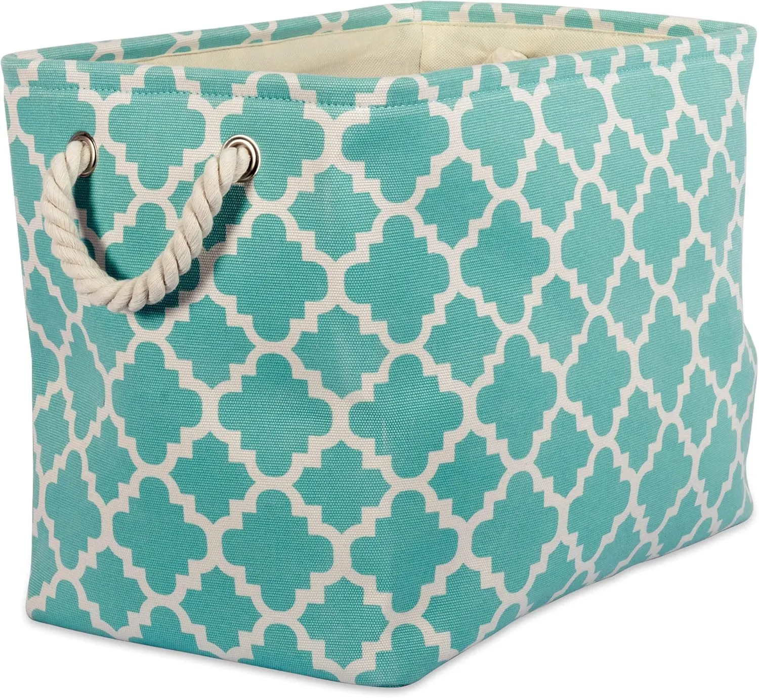 DII Polyester Container with Handles, Lattice Storage Bin, Small, Aqua