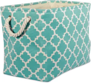 DII Polyester Container with Handles, Lattice Storage Bin, Small, Aqua
