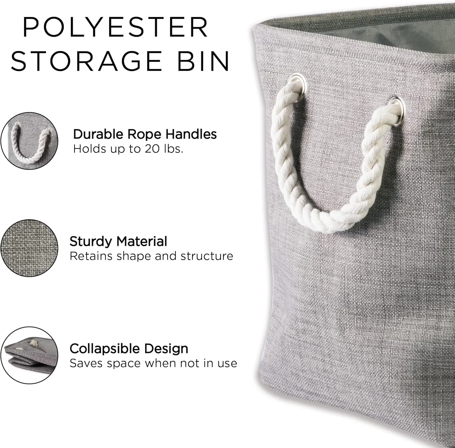DII Polyester Container with Handles, Lattice Storage Bin, Small, Aqua