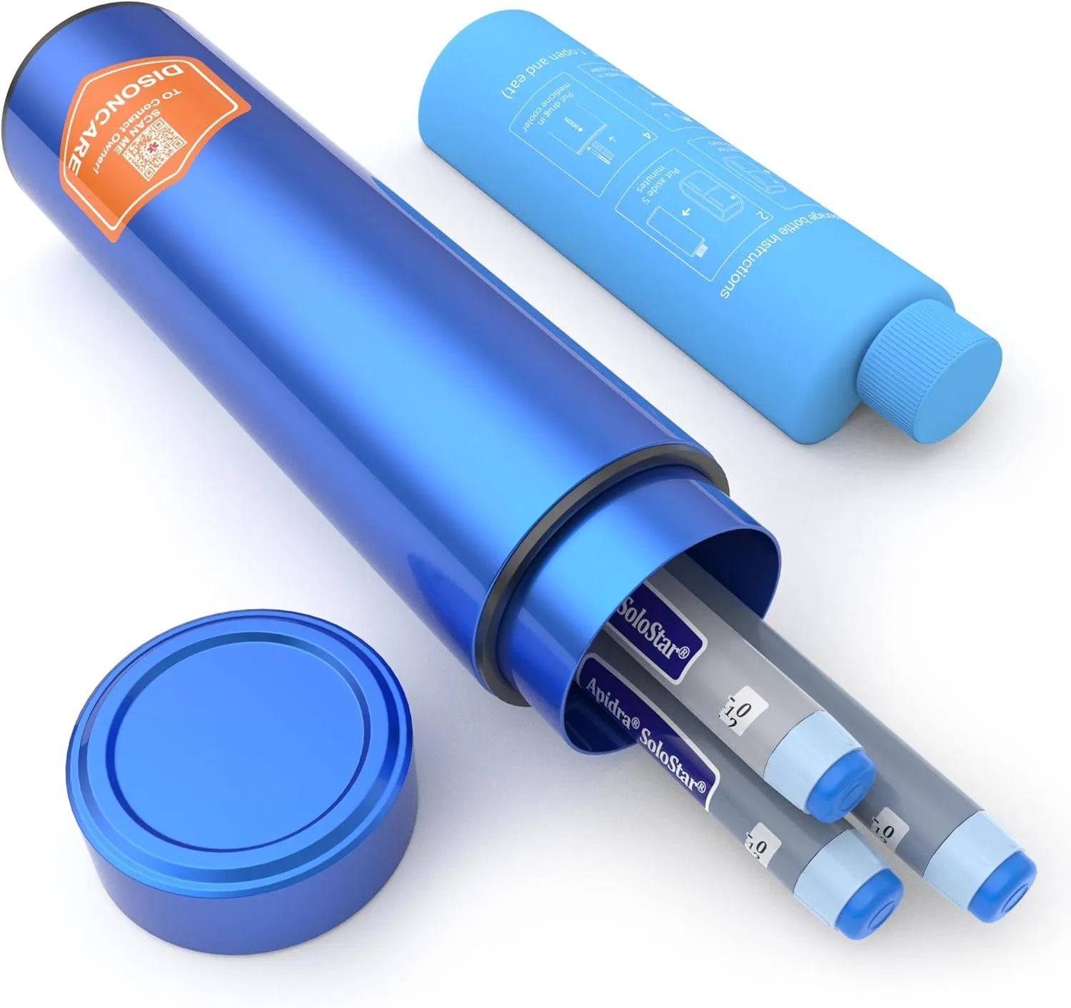 DISONCARE Odyssey 60H 3 Insulin Pens Cooler Travel Case Medication Cooler for Travel TSA Approved Diabetic Insulina EpiPen Carry Case Medicine Travel Cooler Bag Ice Pack with Medical Alert Tag(Blue)