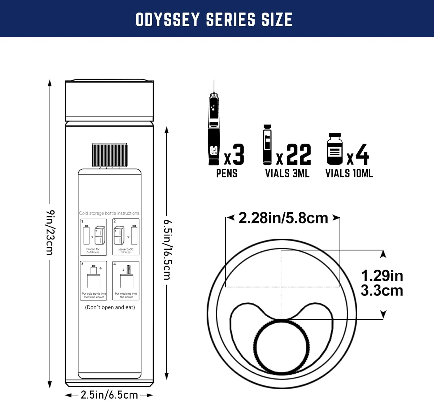DISONCARE Odyssey 60H 3 Insulin Pens Cooler Travel Case Medication Cooler for Travel TSA Approved Diabetic Insulina EpiPen Carry Case Medicine Travel Cooler Bag Ice Pack with Medical Tag(Adventure)