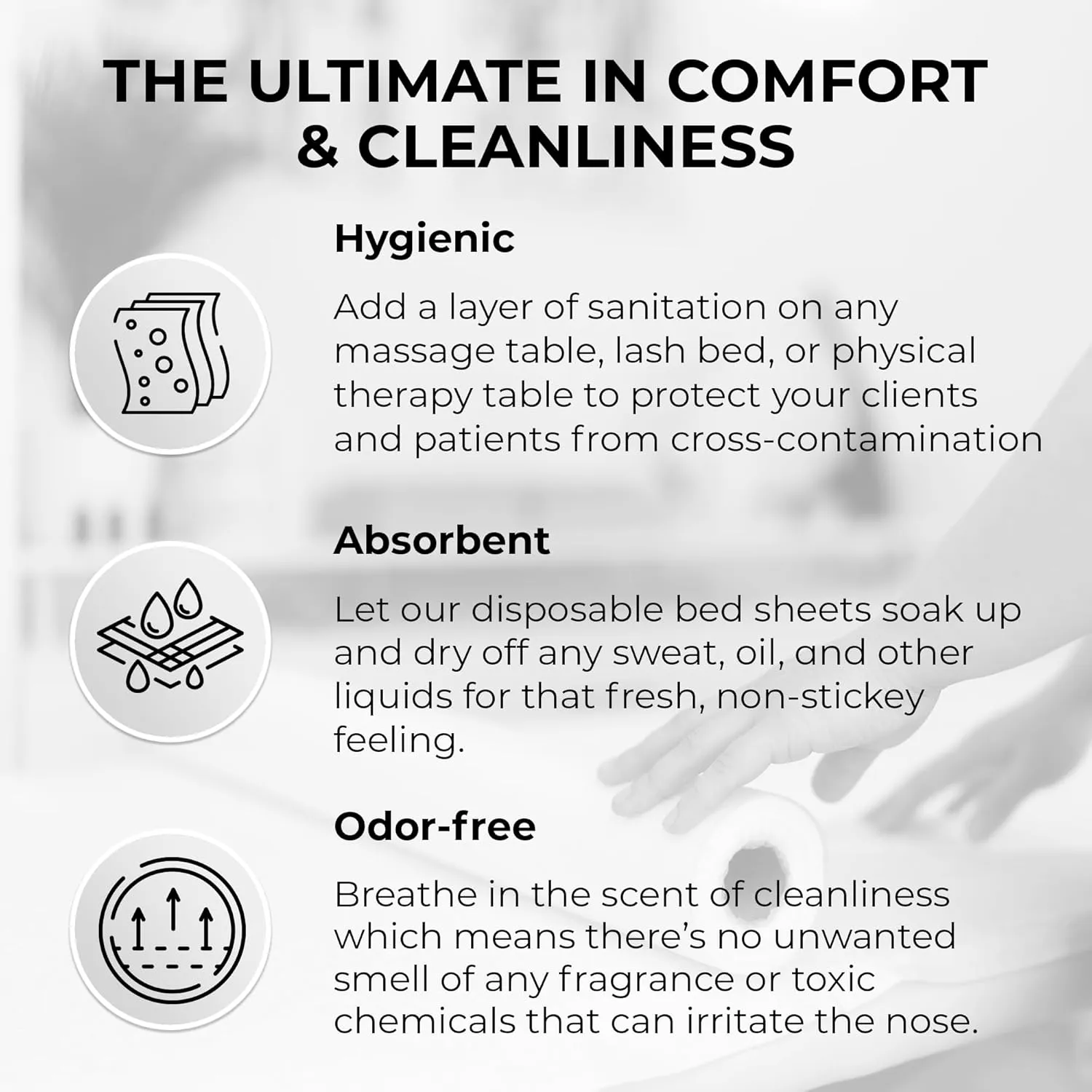Disposable Massage Bed Cover - 60 Sheets Per Roll, Non-woven Disposable Material - Ideal for Spa, Massage Table, Tattoo, Waxing Table - No Crinkle Table Sheets - 31.5 x 71 Inches (6 Rolls)