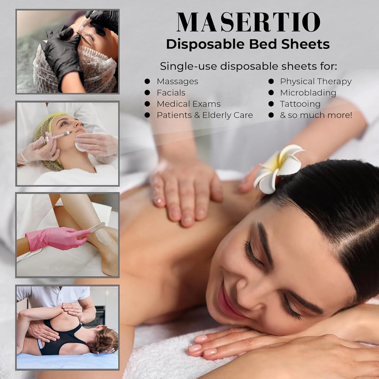 Disposable Massage Bed Cover - 60 Sheets Per Roll, Non-woven Disposable Material - Ideal for Spa, Massage Table, Tattoo, Waxing Table - No Crinkle Table Sheets - 31.5 x 71 Inches (6 Rolls)