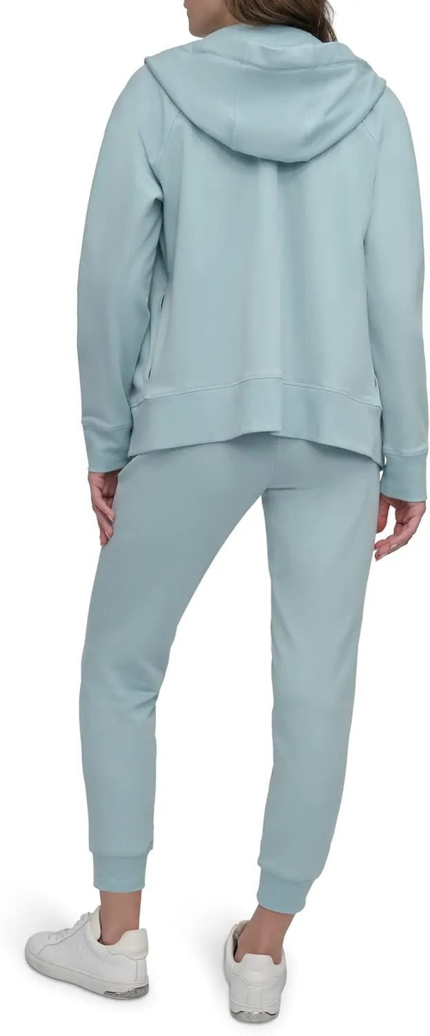 DKNY Women's Logo Drawstring Zip Up Hoodie, Activewear Sweatshirt