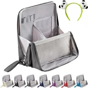 Doresty Makeup Bag, Multi-Purpose Large Capacity Oxford Cloth Standing Makeup Bag, Portable, Large Capacity, Waterproof with Compartments (Gray)