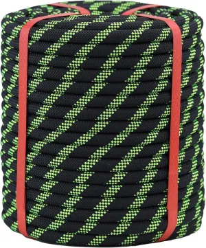 Double Braid Arborist Rope Black(1/2 in x 150 ft) Arborist Rigging Polyester Rope - 48 Strand Rope Swing for Tree Bull Rope for Outdoor, Climbing, Swing, Sailing