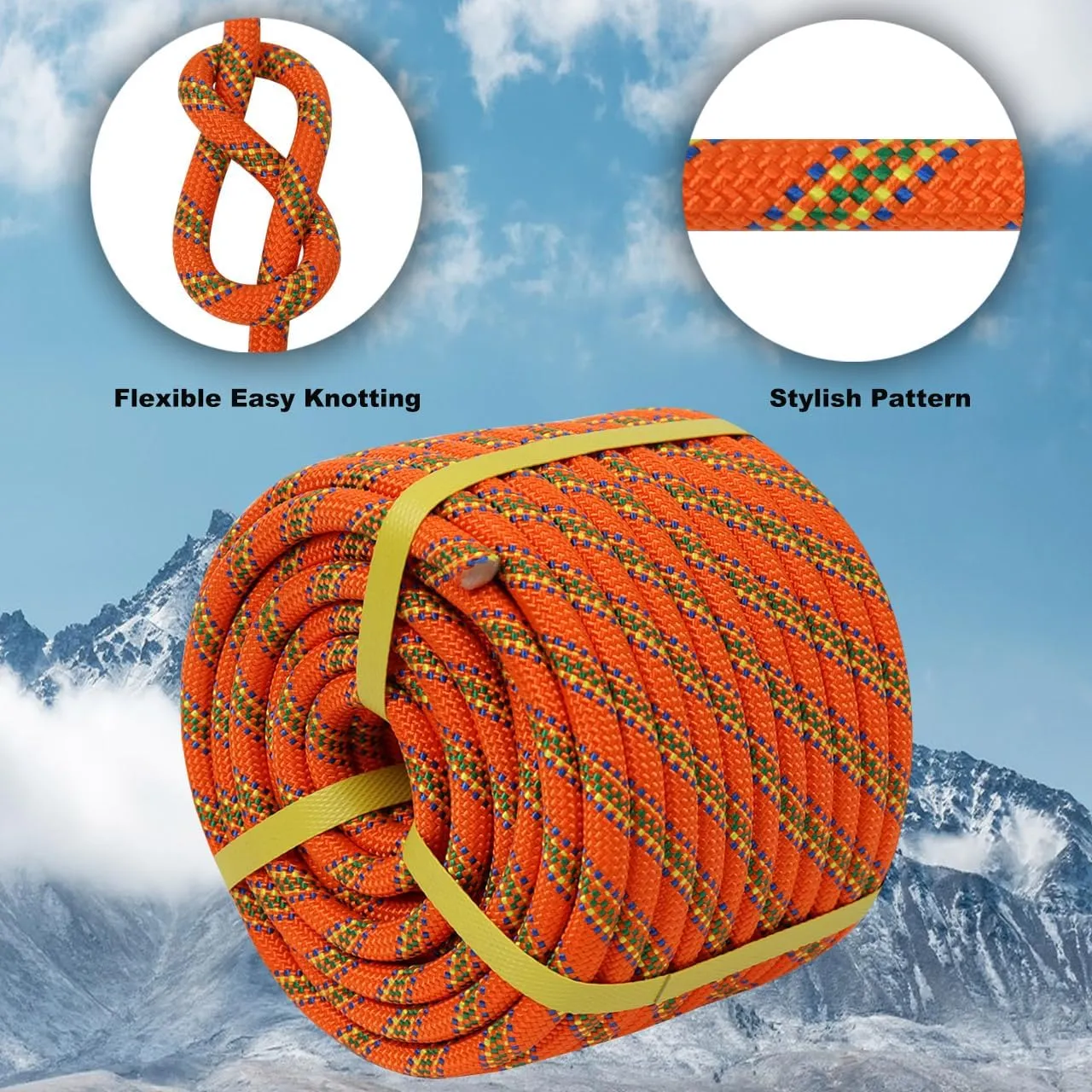 Double Braided Arborist Rope - 1/2 Inch x 100 Feet Polyester Rope - High Strength Climbing Rope for Tree Work, Halyard, Sailing (Orange)