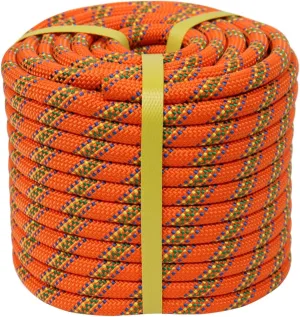 Double Braided Arborist Rope - 1/2 Inch x 100 Feet Polyester Rope - High Strength Climbing Rope for Tree Work, Halyard, Sailing (Orange)