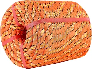 Double Braided Polyester Rope (1/2 in x 100 ft), High Strength Outdoor Climbing Rope, Strong Arborist Ropes for Rock Hiking Camping Construction Climbing Swing Sailing, Orange