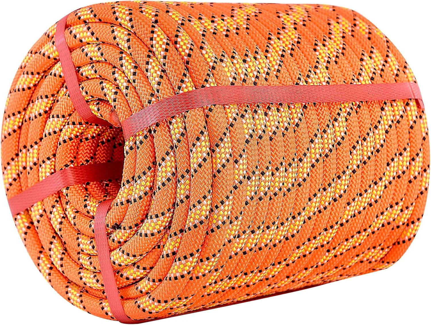 Double Braided Polyester Rope (1/2 in x 100 ft), High Strength Outdoor Climbing Rope, Strong Arborist Ropes for Rock Hiking Camping Construction Climbing Swing Sailing, Orange