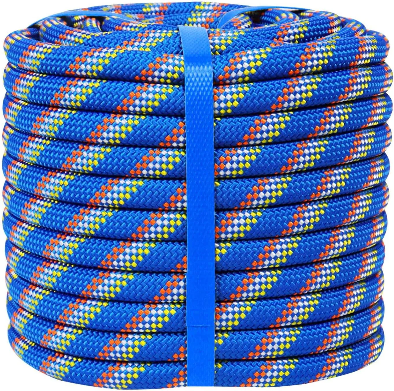 Double Braided Polyester Rope (1/2 Inch x 150 Feet) 48 Strands Strong Arborist Rope Climbing for Tree Work Pulling Swing Sailing, Blue