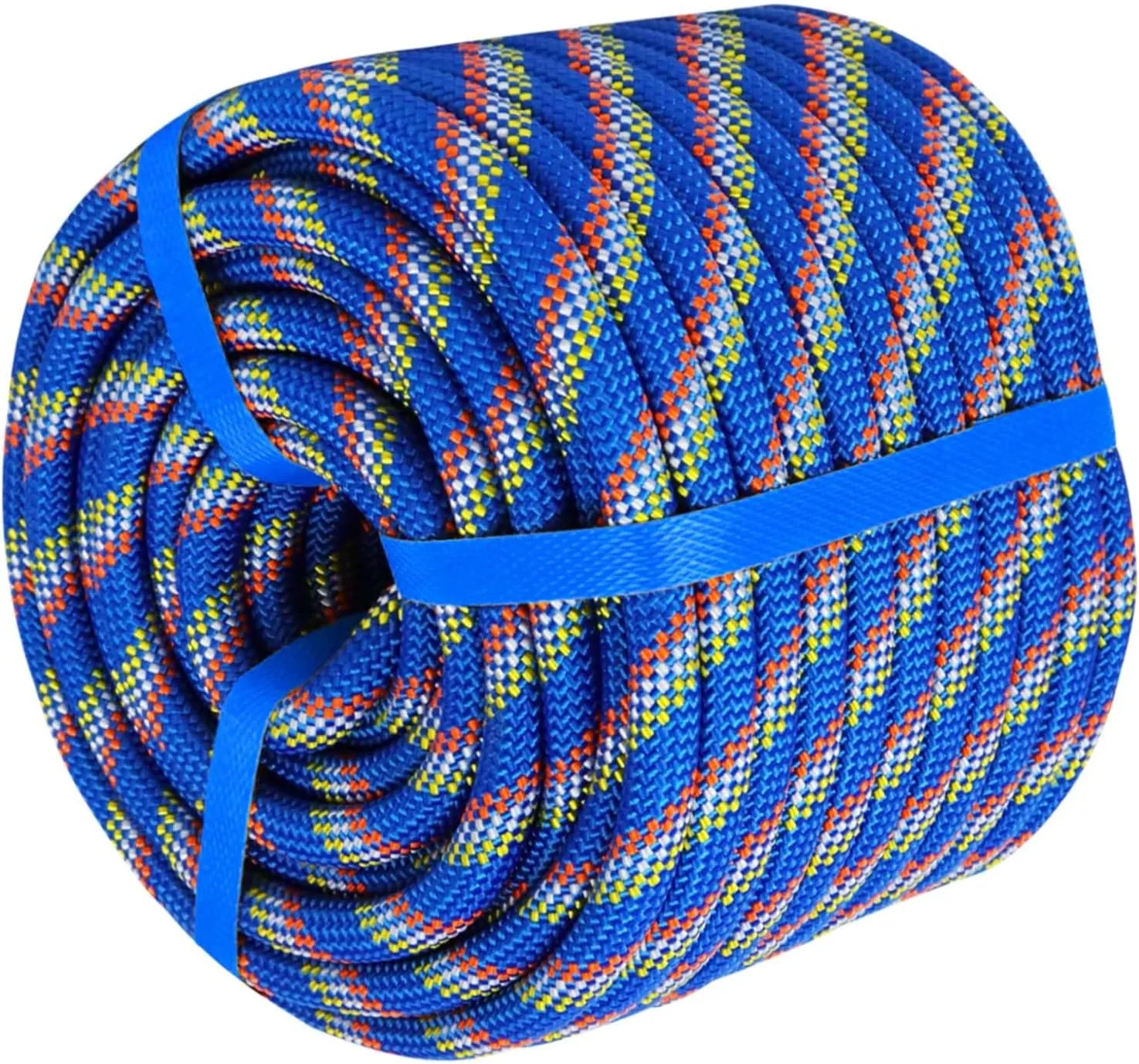 Double Braided Polyester Rope (1/2 Inch x 150 Feet) 48 Strands Strong Arborist Rope Climbing for Tree Work Pulling Swing Sailing, Blue
