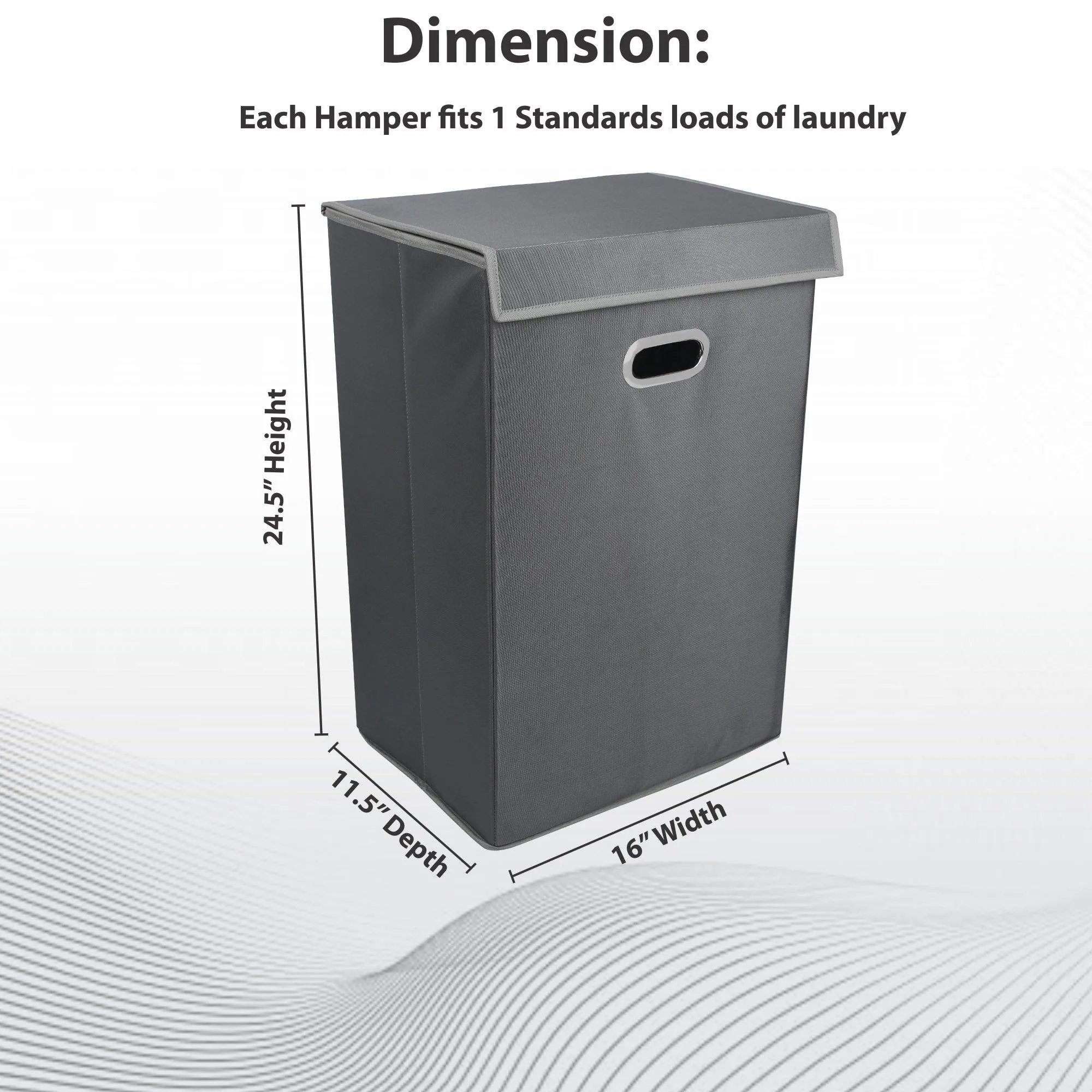 Double R Bags 72 L Foldable Laundry Basket With Lid Bag Hamper for Clothes , Collapsible Kids Room Toy Storage Organizer for Kids Room Large (Grey)