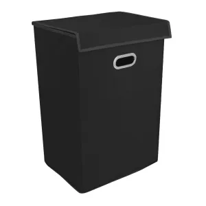 Double R Bags 72 L Foldable Laundry Basket With Lid Bag Hamper for Clothes Cum Collapsible Kids Room Toy Storage Organizer for Kids Room Large (Black)