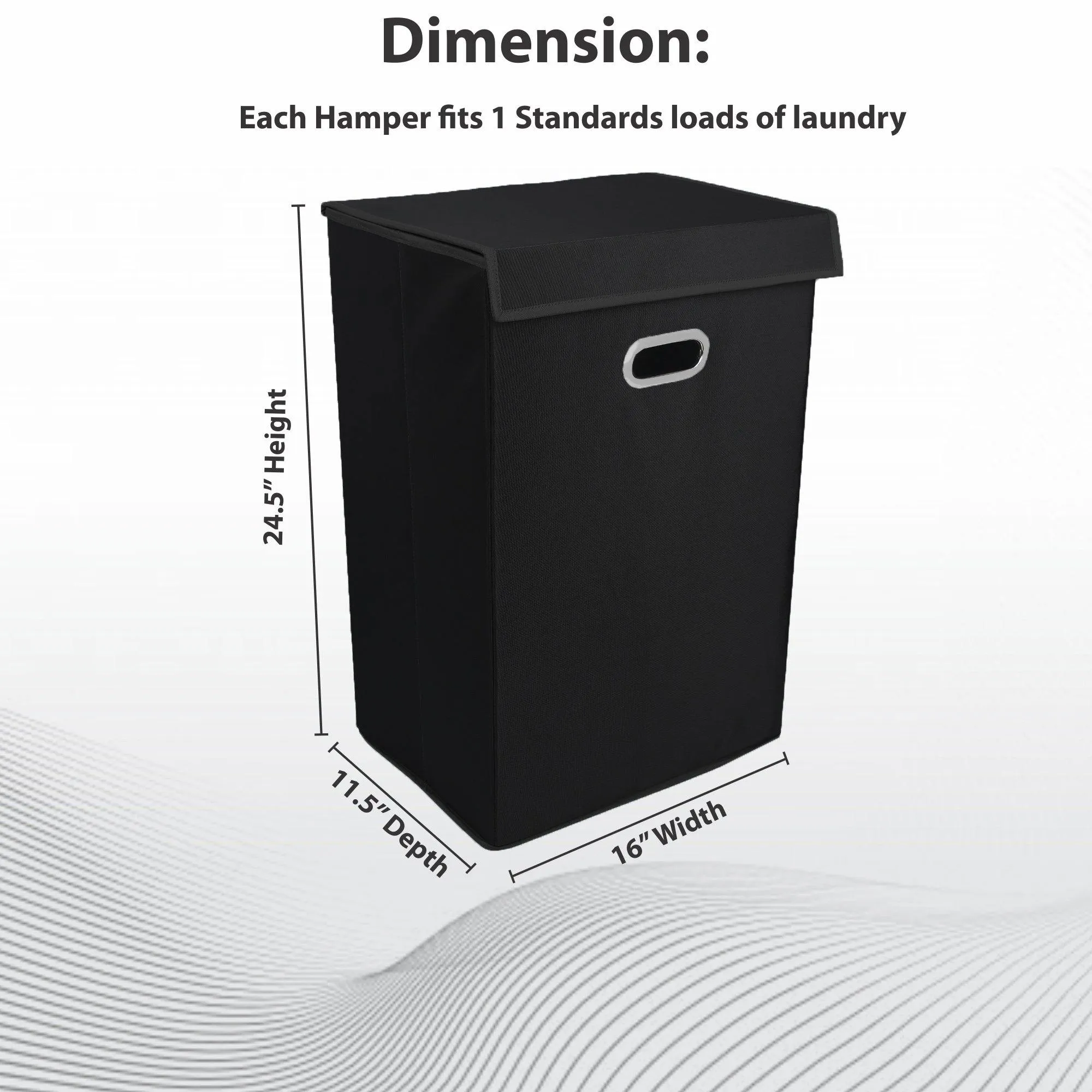Double R Bags 72 L Foldable Laundry Basket With Lid Bag Hamper for Clothes Cum Collapsible Kids Room Toy Storage Organizer for Kids Room Large (Black)