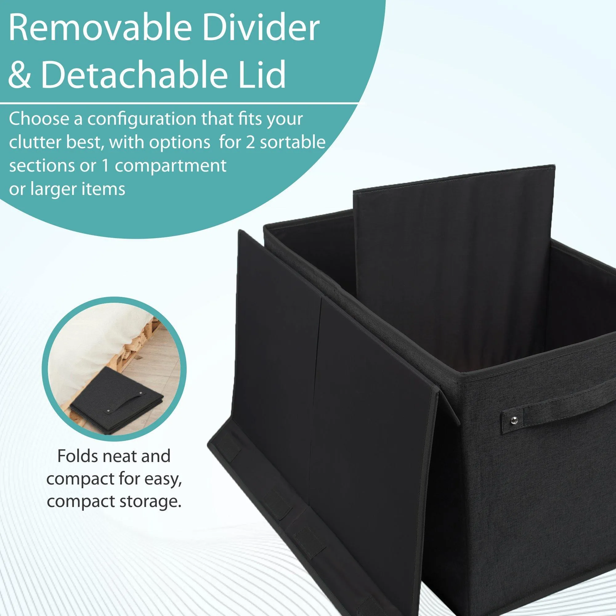 Double R Bags Collapsible Laundry Cum Toy Storage Basket Bin Hamper Box With Lid For Clothes Organizer Unit Size For Boys And Girls Room (Black)