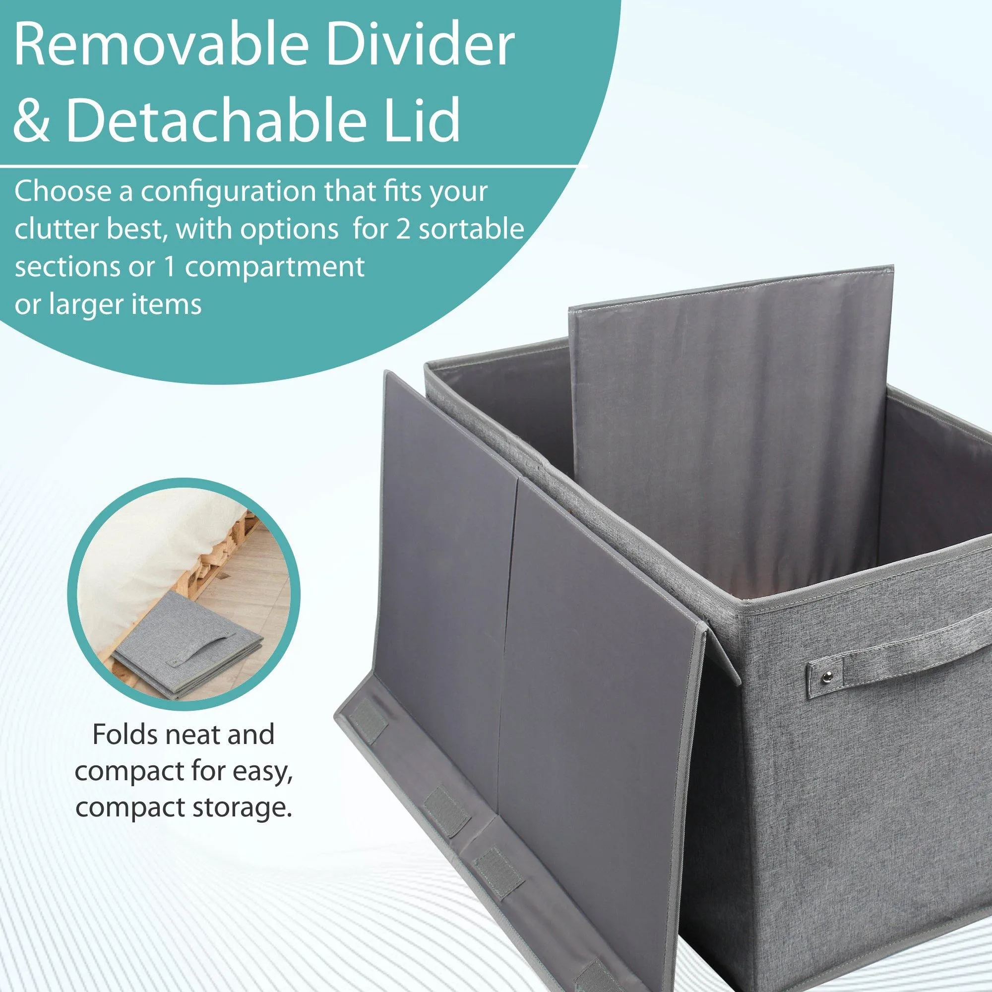 Double R Bags Collapsible Laundry Cum Toy Storage Basket Bin Hamper Box With Lid For Clothes Organizer Unit Size For Boys And Girls Room (Grey)