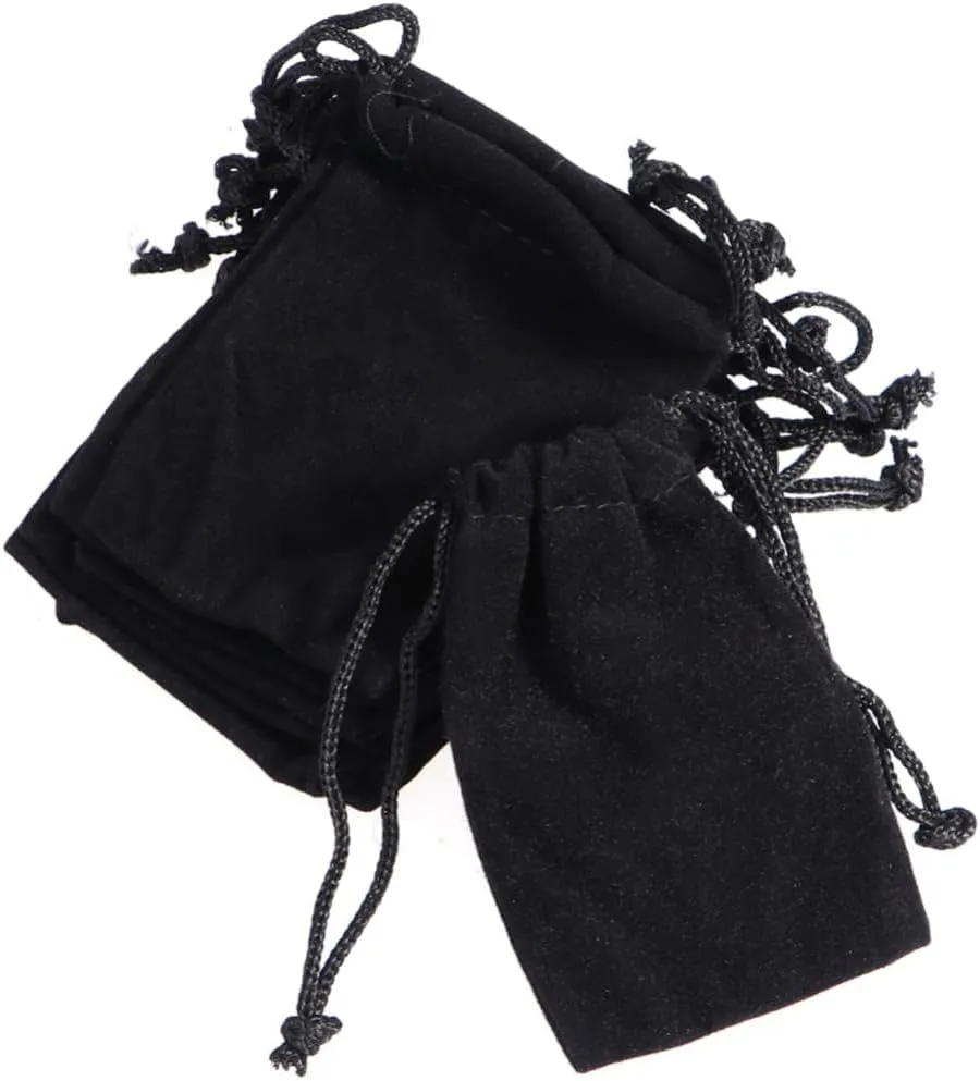 Drawstring Jewelry Pouch Display Case Grip Seal Bags Small Velvet Bags Drawstring Jewelry Boxes Trays Bin Satin Pouches with Drawstrings Storage Basket Machine Pantry Net Lid Black