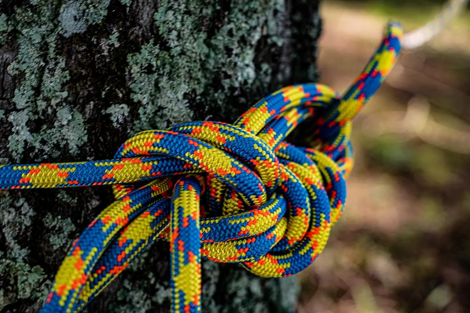 drenaLINE Climbing Rope – 32-Strand Polyester Arborist Rope (11.8mm x 150ft, BlueOrangeYellow)